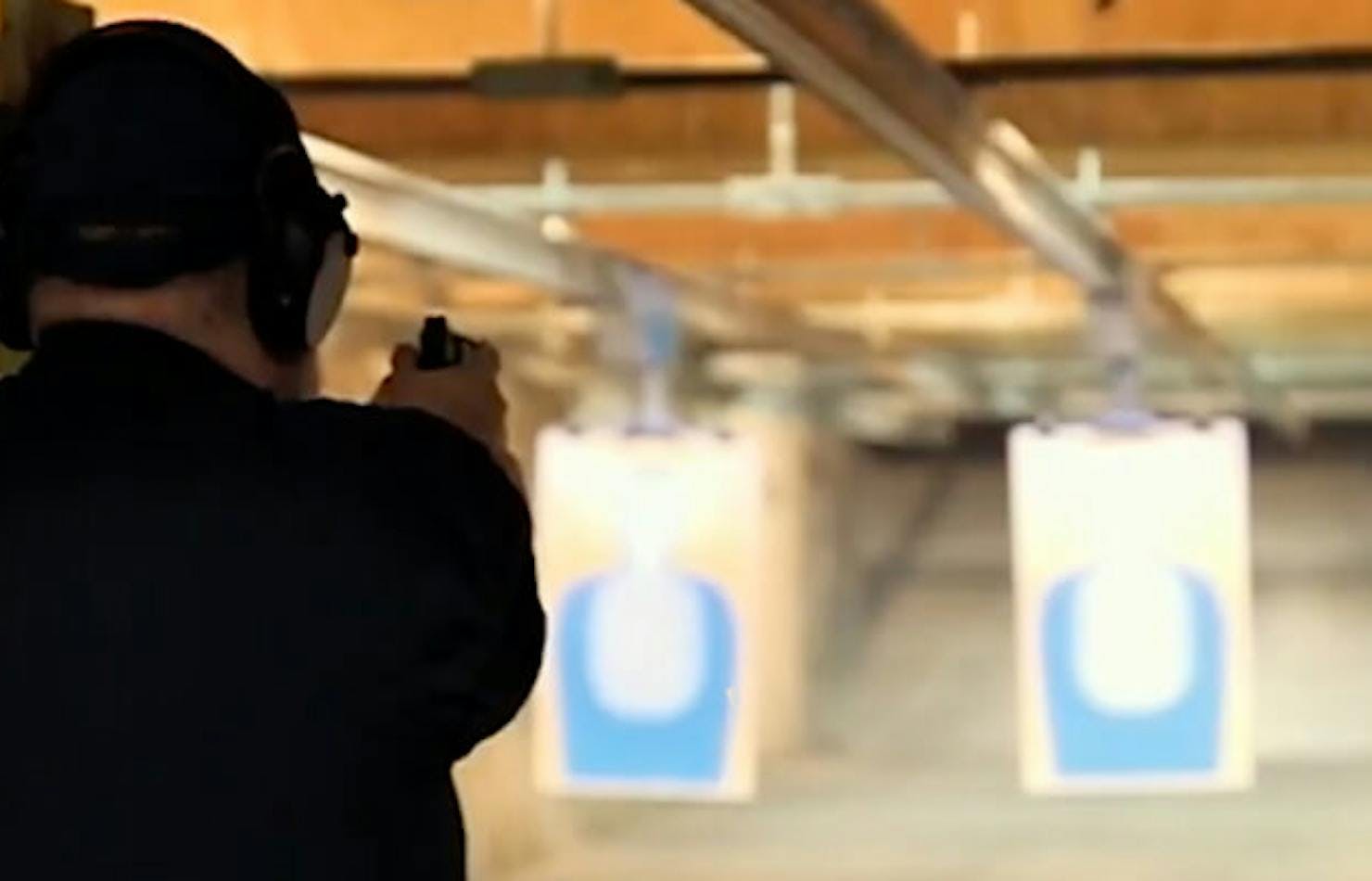 Pistol shooting at the range